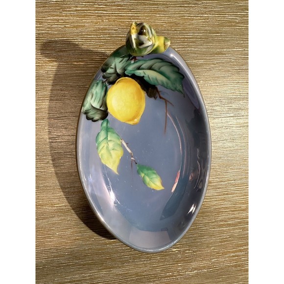 Rare Hand Painted Noritake Lusterware Lemon Design Art Nouveau Dish - Picture 12 of 12